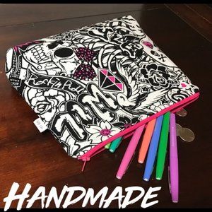 Handmade Large Tattoo Inspired Cosmetic Bag